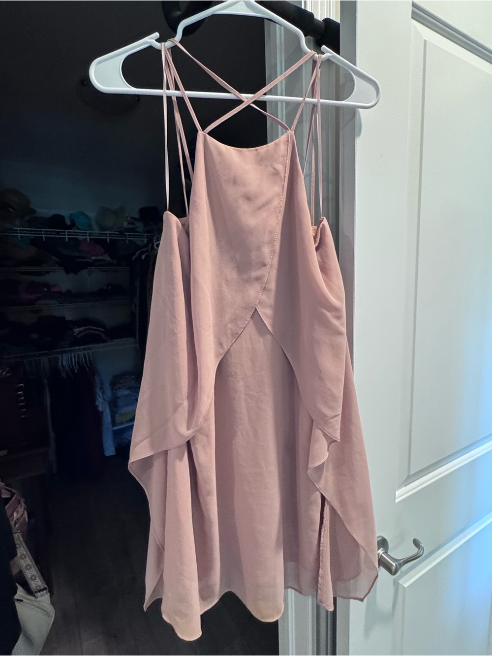 Beige Strappy Ruffle Mini Dress